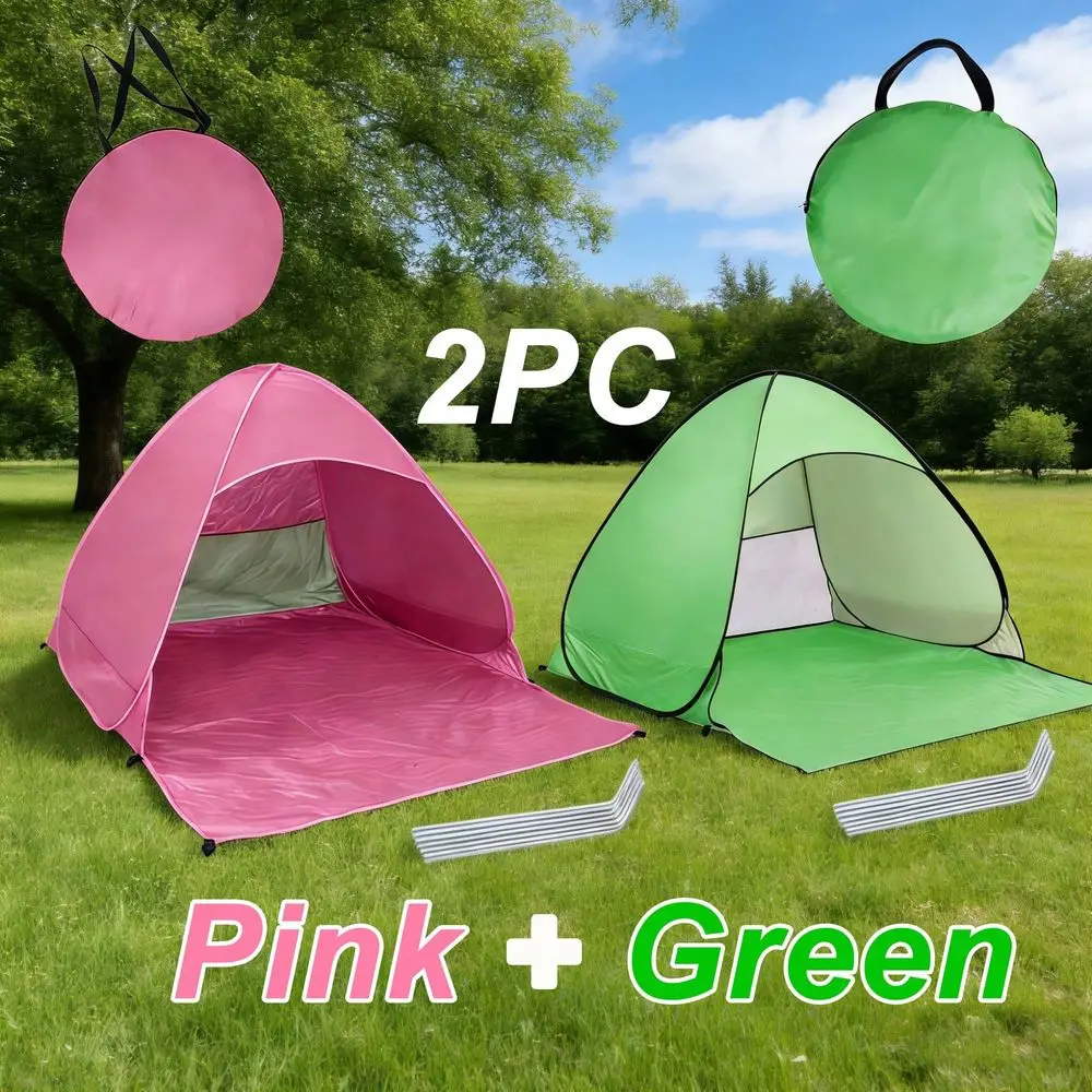 QuickPop Beach Tent, Outdoor Sunshade Tent With Storage Bag, Made Of WaterRepellent Polyester Fabric And Zinc Alloy Frame, Dura
