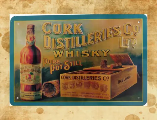 Cork Distillery's Whiskey Co Ltd Old Irish metal poster tin sign bar