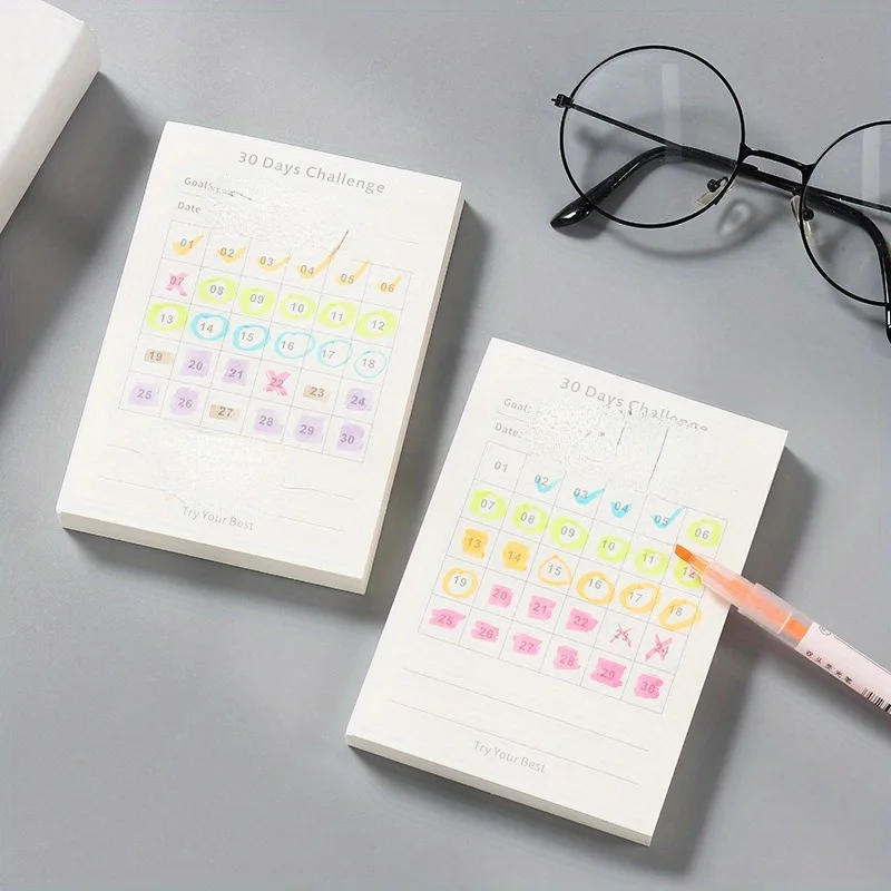 30 Day Self-Discipline Checklist Planner Daily Challenge Notepad Self-adhesive Memo Pads Mini Pocket Checklist Writing Pads