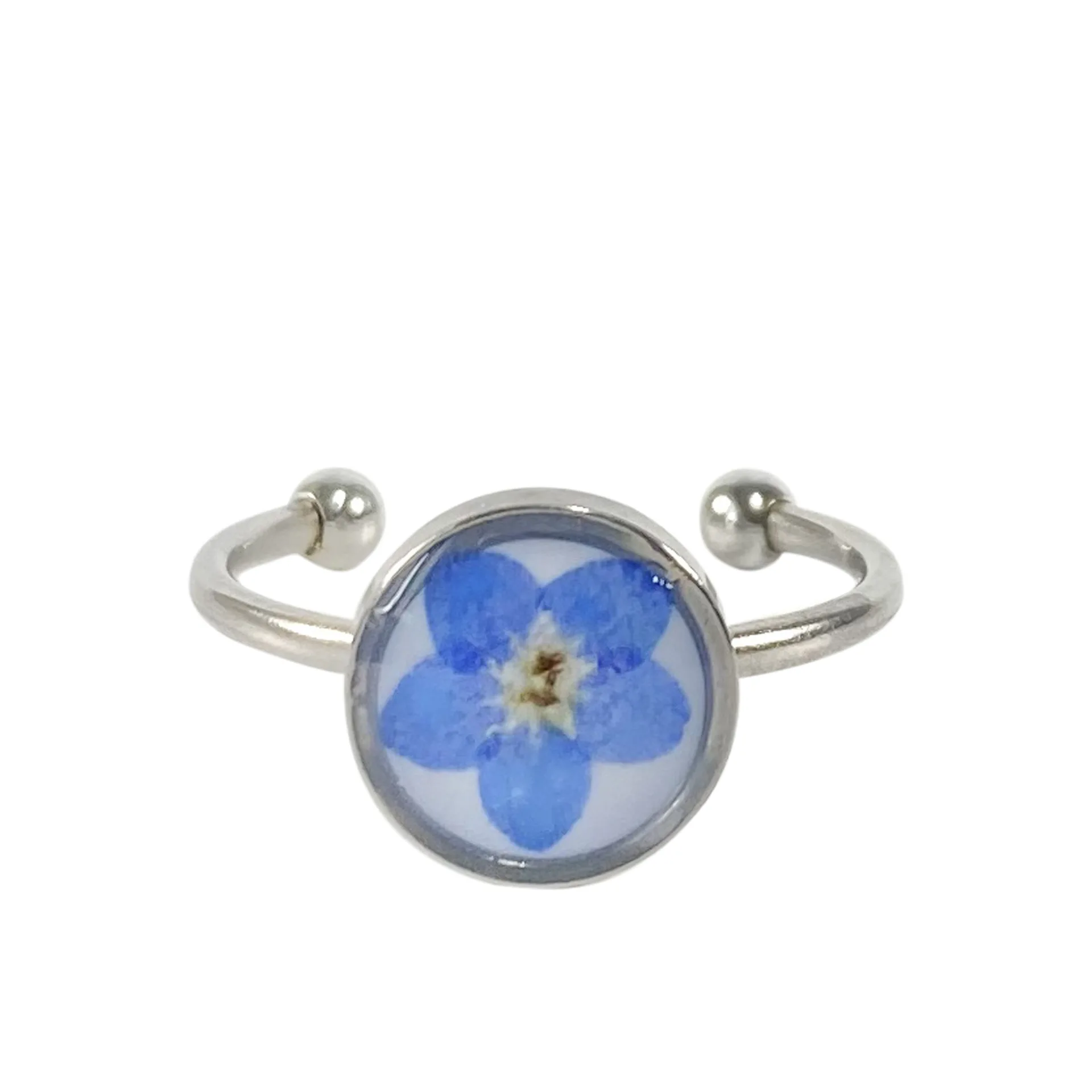 2022 Do Not Forget Me Flower Ring for Women Charm Dried Flower Ring Fashion Women Jewelry Gift Wholesale