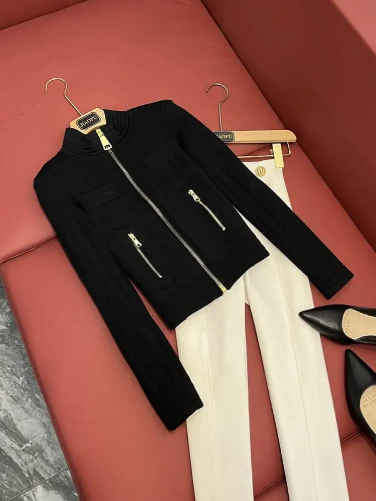 

Высококачественный вязаный свитер Long Sve round Ne Open Cardigan Верхняя шерстяная верхняя одежда ort Coat Commute Sle Zipper Design