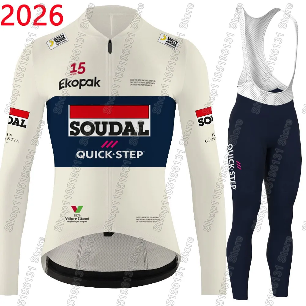 Conjunto de Camiseta de Ciclismo Soudal Quick Step 2026 Team Tour de Itália, Roupa de Ciclismo de Manga Longa, Calças de MTB e Estrada, Ropa Ciclismo