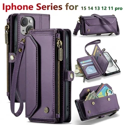 CaseMe Leather Card Holder Wallet,Crossbody Mobile Cover,Suitable for iPhone 15,14,13,12,11Pro,XS Max,6,7, 8Plus, 16 Pro Max