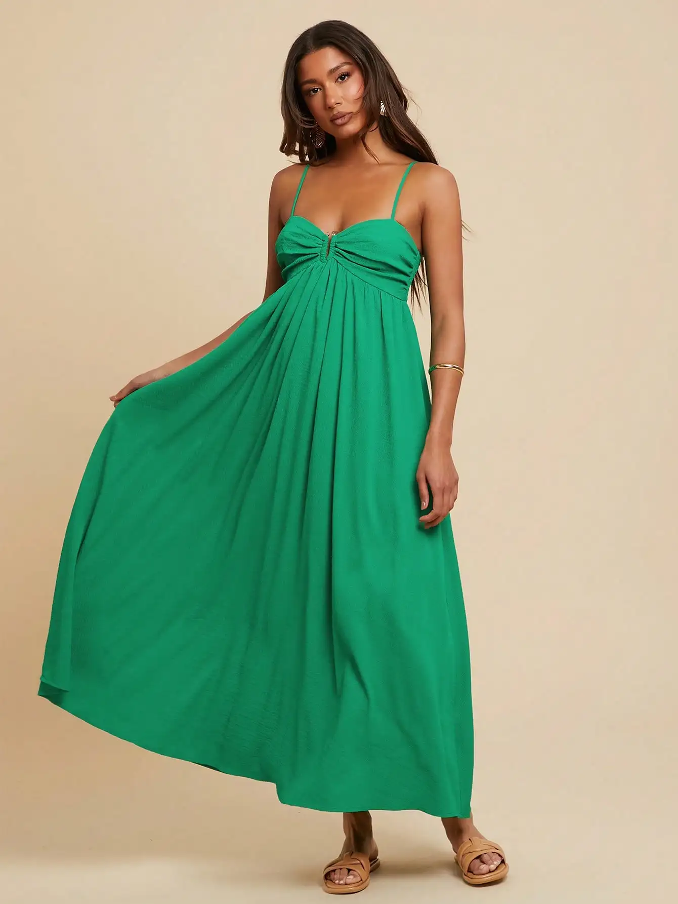 Travachic Robe plissée sans manches pour femme, style vacances, tenues de plage pour femme, femme, concert