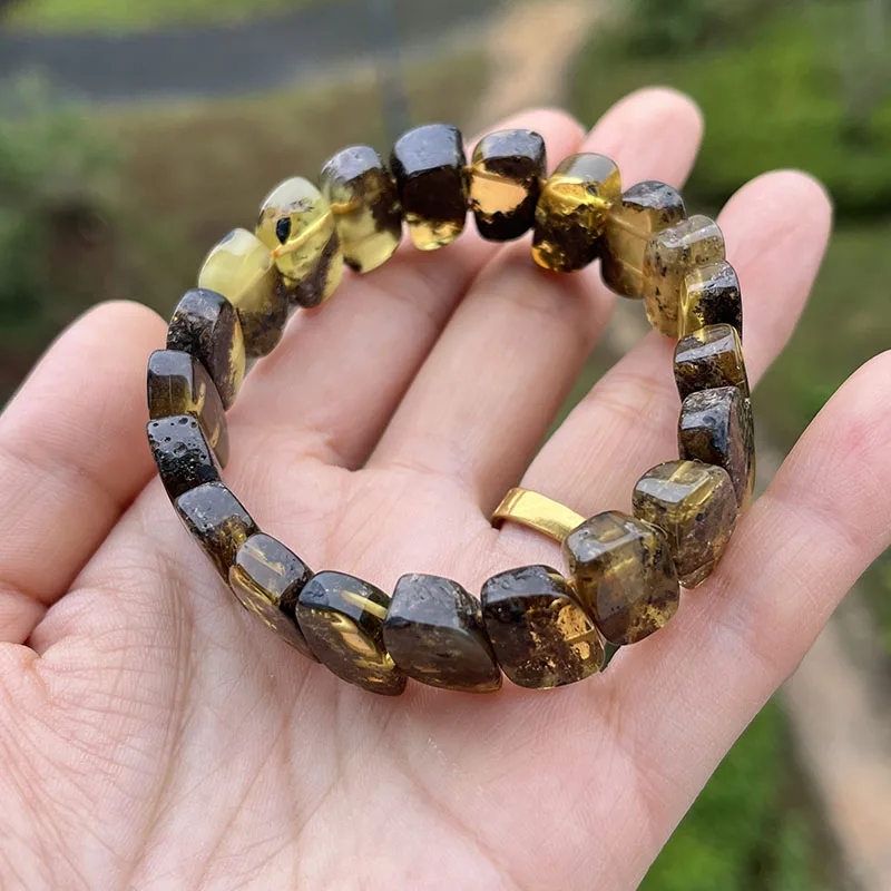 الأصلي العنبر سوار و أساور للهدايا فريدة من نوعها البلطيق الحقيقي البيضاوي الخرز الطبي النساء موضة الحجر الطبيعي لتقوم بها بنفسك المجوهرات بالجملة