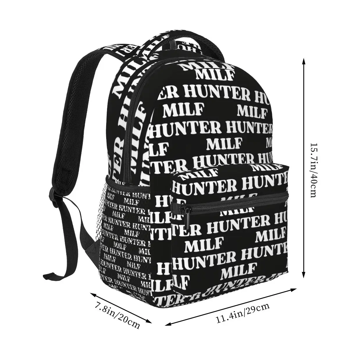MILF Hunter Humor Joke Who Love Milfs Student Backpack School Bag Hiking Travel Daypack for Men Women Bookbag Shoulder Bags