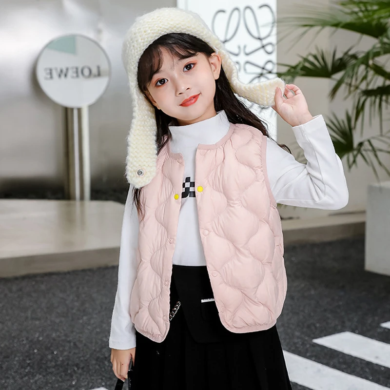 0-10℃ Kids Duck Down Vests Child Warm Waistcoats 2024 New Autumn Baby Boys Vests Children Sleeveless Down Jacket Girls Coats