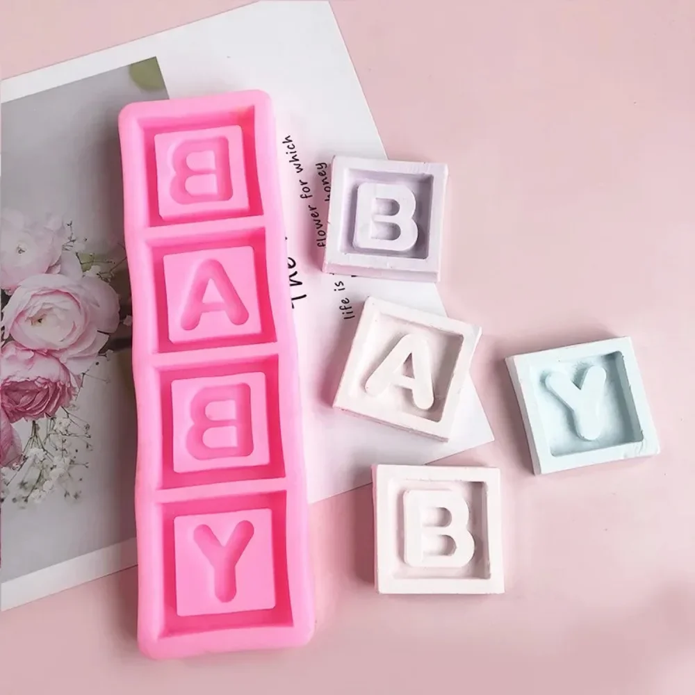 Letter Alphabet Baby Fondant Baby Shower Cake Decor Mold DIY Chocolate Candy Dessert Cookies Pastry Baking Tool 3D Silicone Mold