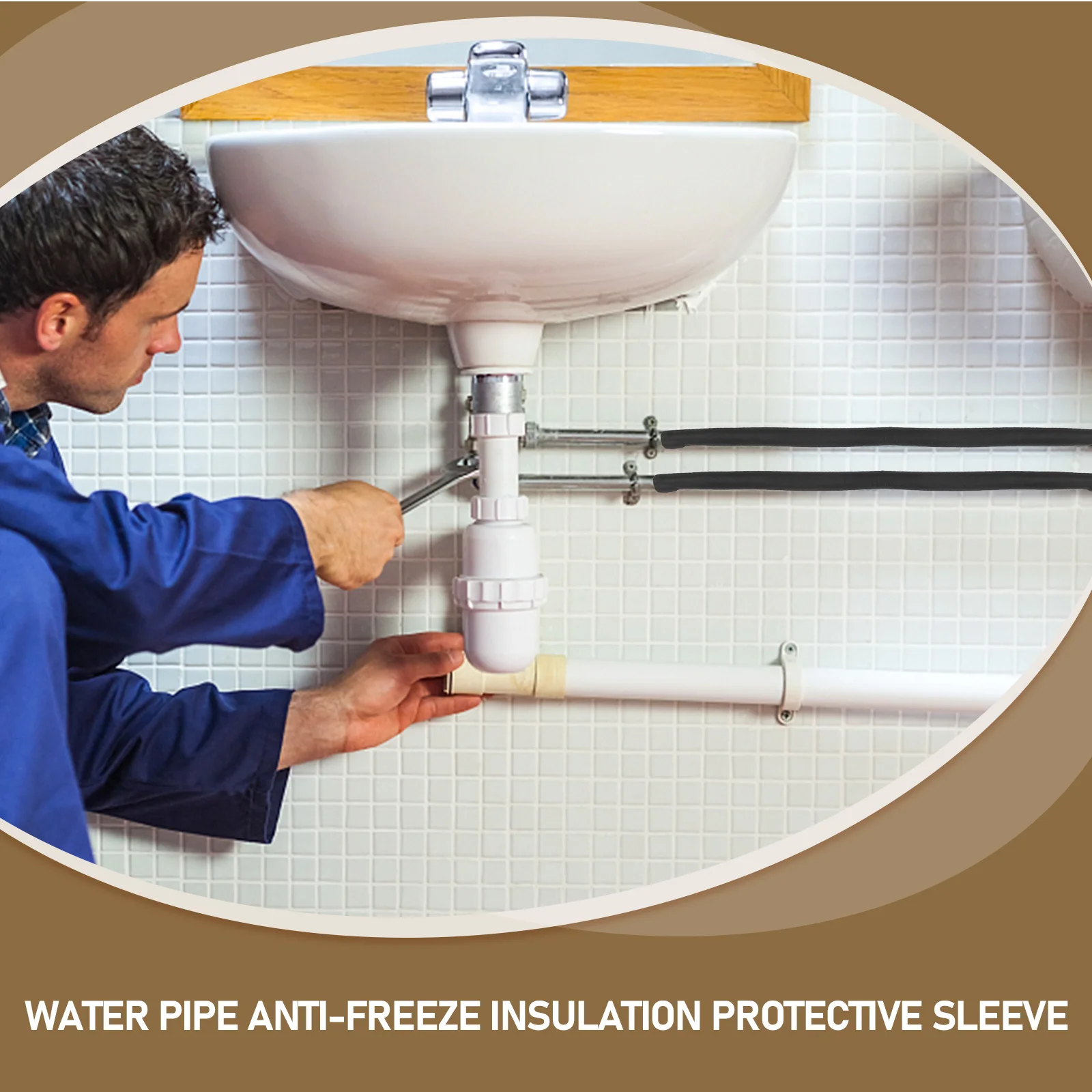 

4 Pcs Water Pipe Protector Outdoor Insulation Cover Ac Tubing Protective Sleeve Tube Sponge Air Conditioner Hose Wrap