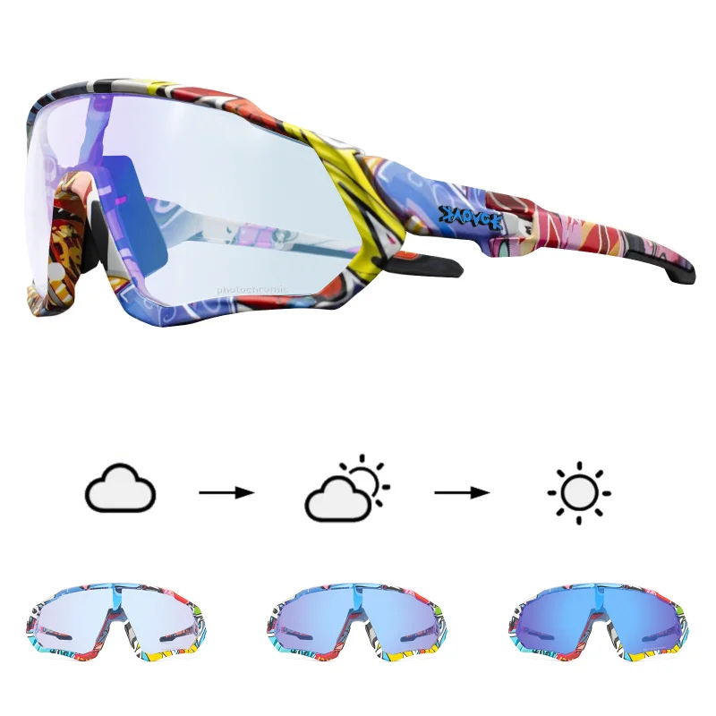 KAPVOE Photochromic Red Blue NEW Cycling Sunglasses Sports Bike glasses cycling MTB Glasses Eyewear Bicycle Accessorie Goggles