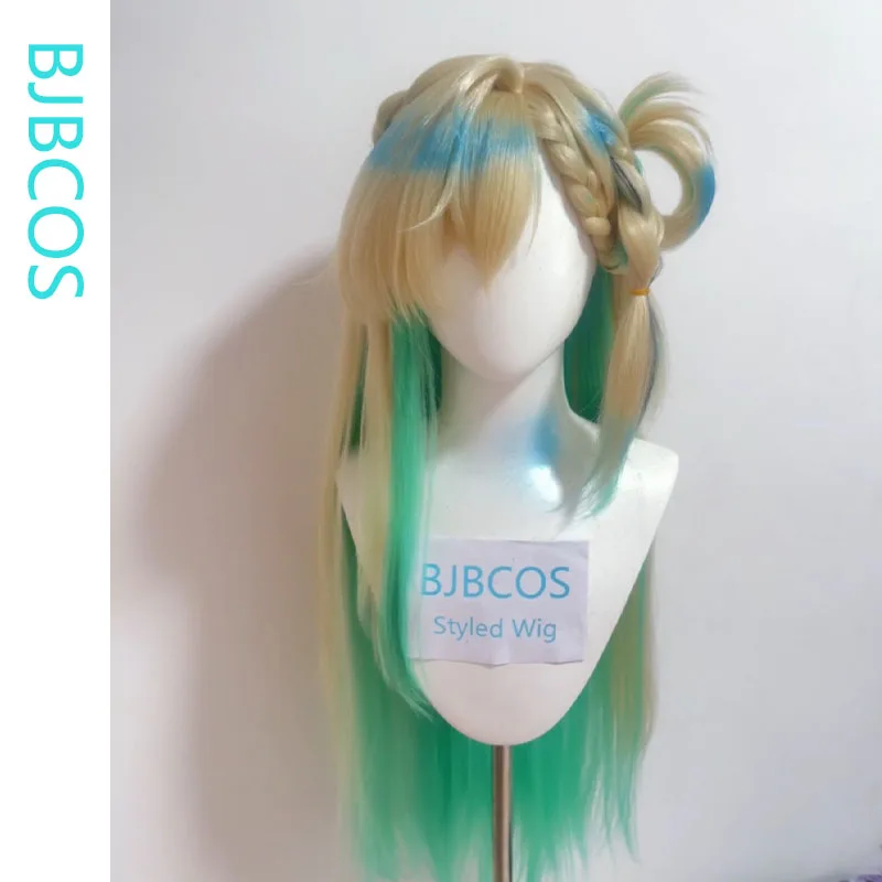 

[Styled] Lynae Cosplay Wig 90cm Flax mixed green Long hair Heat Resistant Synthetic Wig+Wig cap Game Wuthering Waves Lynae Hair