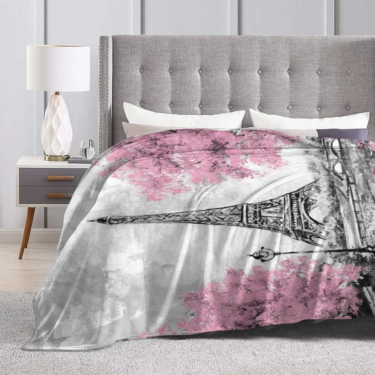 Paris Eiffel Tower Throw Blanket Ultra Soft Warm All Season Decorative Flannel Blankets for Bed Chair Car Sofa Couch Bedroom
