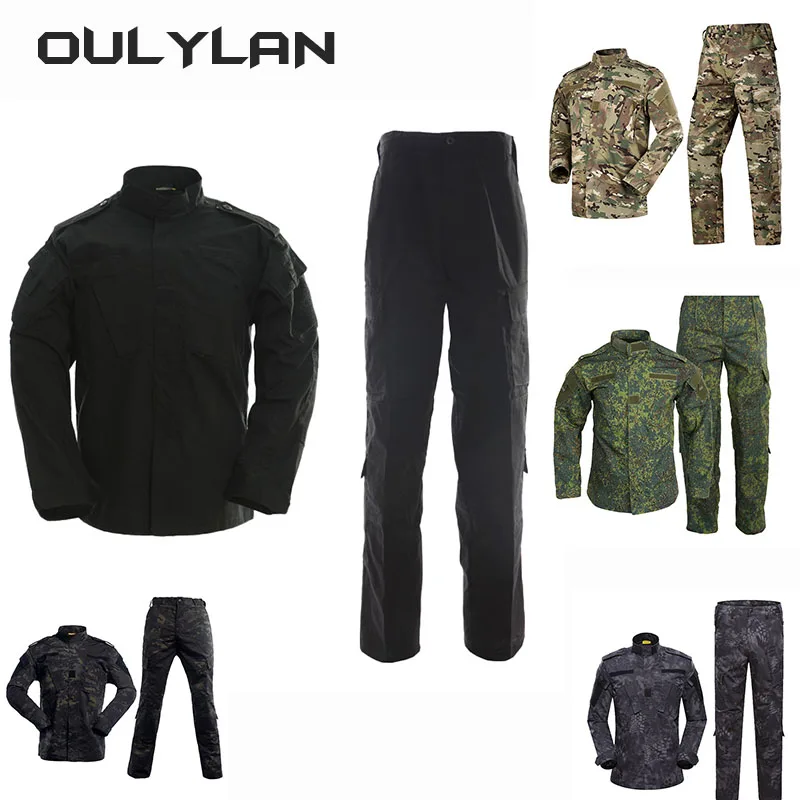 

Tactical Suit Men's Long Sleeved Camouflage Training Clothes Jackets Pants Set Wear-resistant Hiking Tacti Outdoor