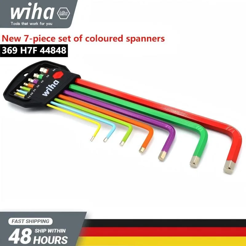 

WIHA 44848 7Pcs Multicolor Long Metric Ball End Hex Key Set Durable L-Handle Wrench for Home Garage Repair Tools