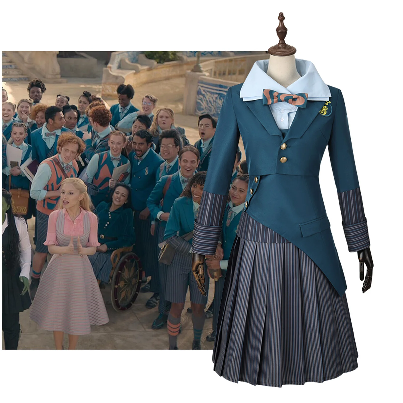 Glynda Elphaba uniforme escolar disfraz Cosplay camisa falda abrigo conjunto completo para fiesta de Halloween
