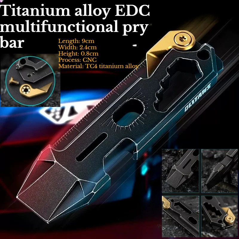 Outdoor Portable Titanium Alloy Multifunctional Pry Bar Camping Emergency Window Breaker Bottle Opener Survival Equipment