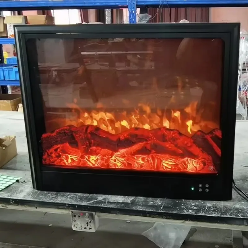 Customised LED Electric Fireplace Heater Wood Steel Wall Mounted Easy Flame Effect Insert for Indoor Decorative Element