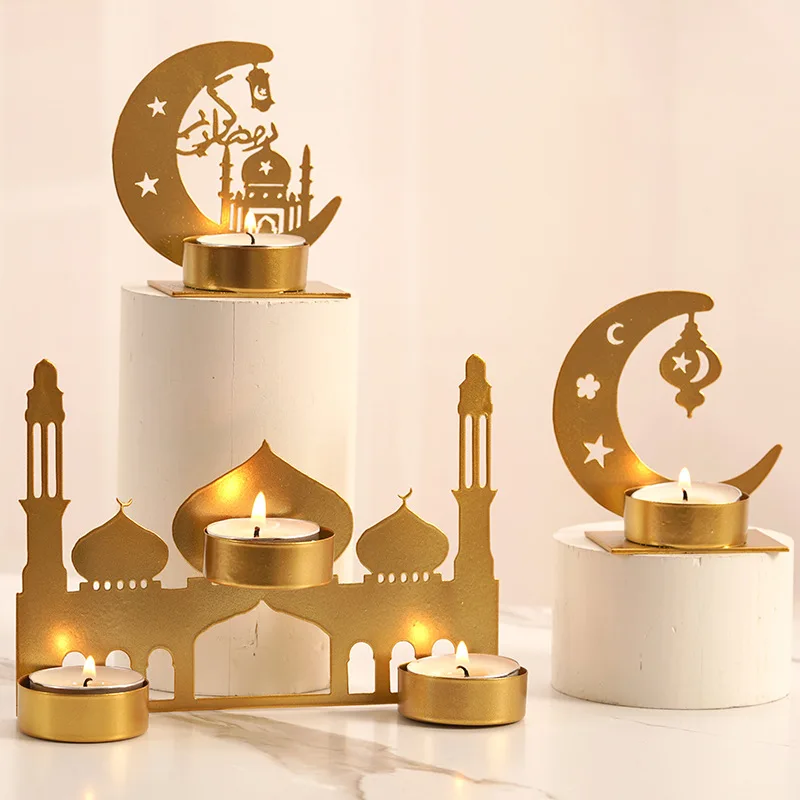 Ramadan Candle Holder 2025 Eid Mubarak Home Decoration Metal Candlestick Ramadan Kareem Islamic Muslim Supplies Eid Al Adha Gift