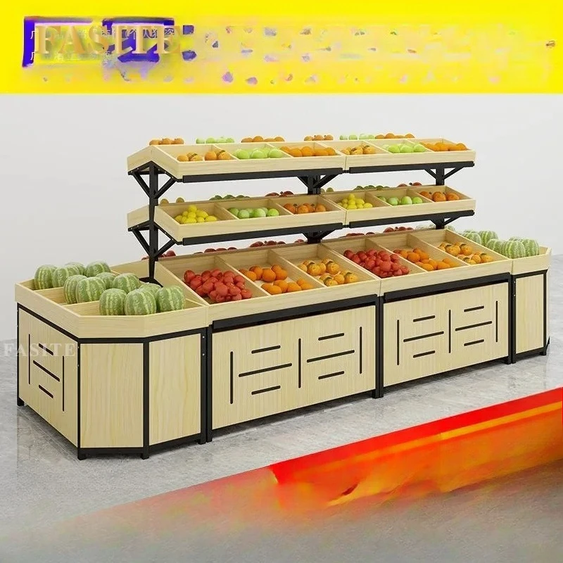 For Supermarket Fruit Vegetable Display Rack Multi Layer Shelf Fresh Produce Storage Cabinet Store Organizer Stand