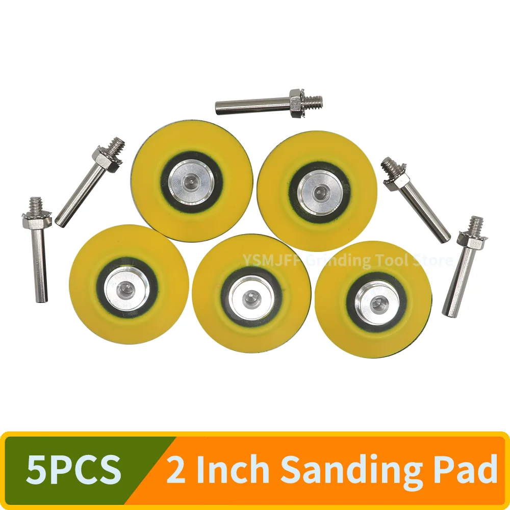 5 Pack 2-Inch Hook & Loop Sanding Pad with 1/4