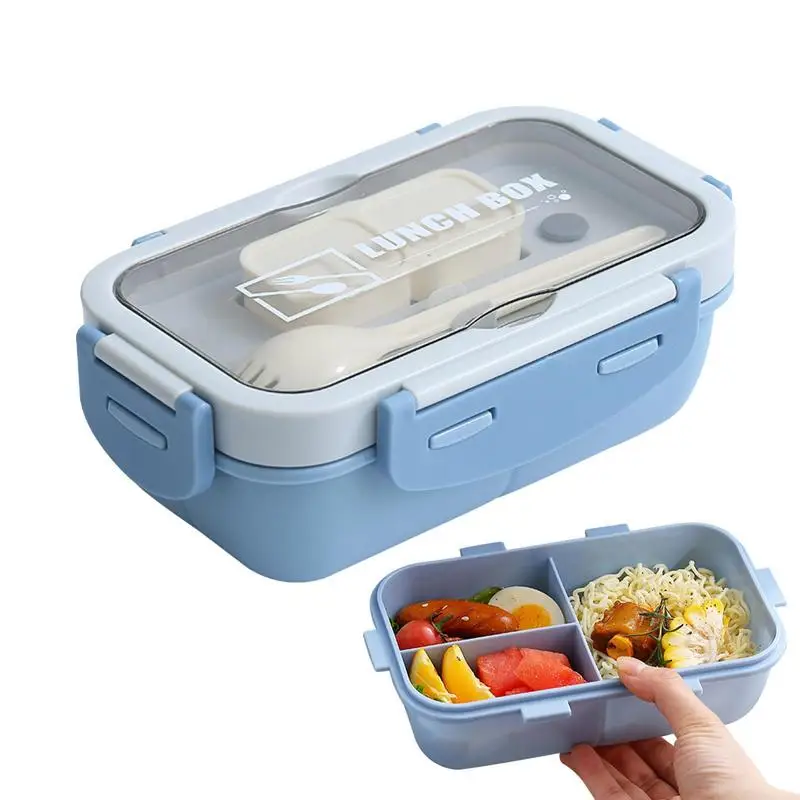 Boîte à lunch portable avec couvercle et cuillère, boîte de rangement de repas, adaptée au bureau et à l'école, sans danger pour les aliments, légère, synchronisation, beaucoup