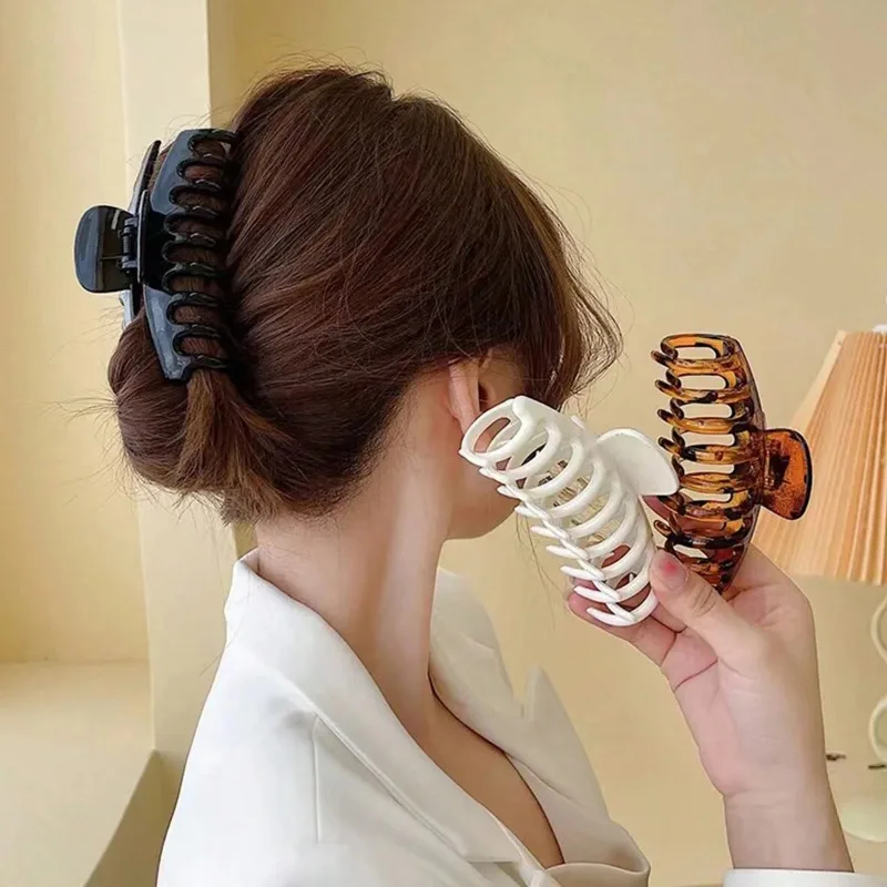 1Pcs Women Ponytail Clip Large Dragon Bone Hollow Plastic Hair Accessory Headwear view 2