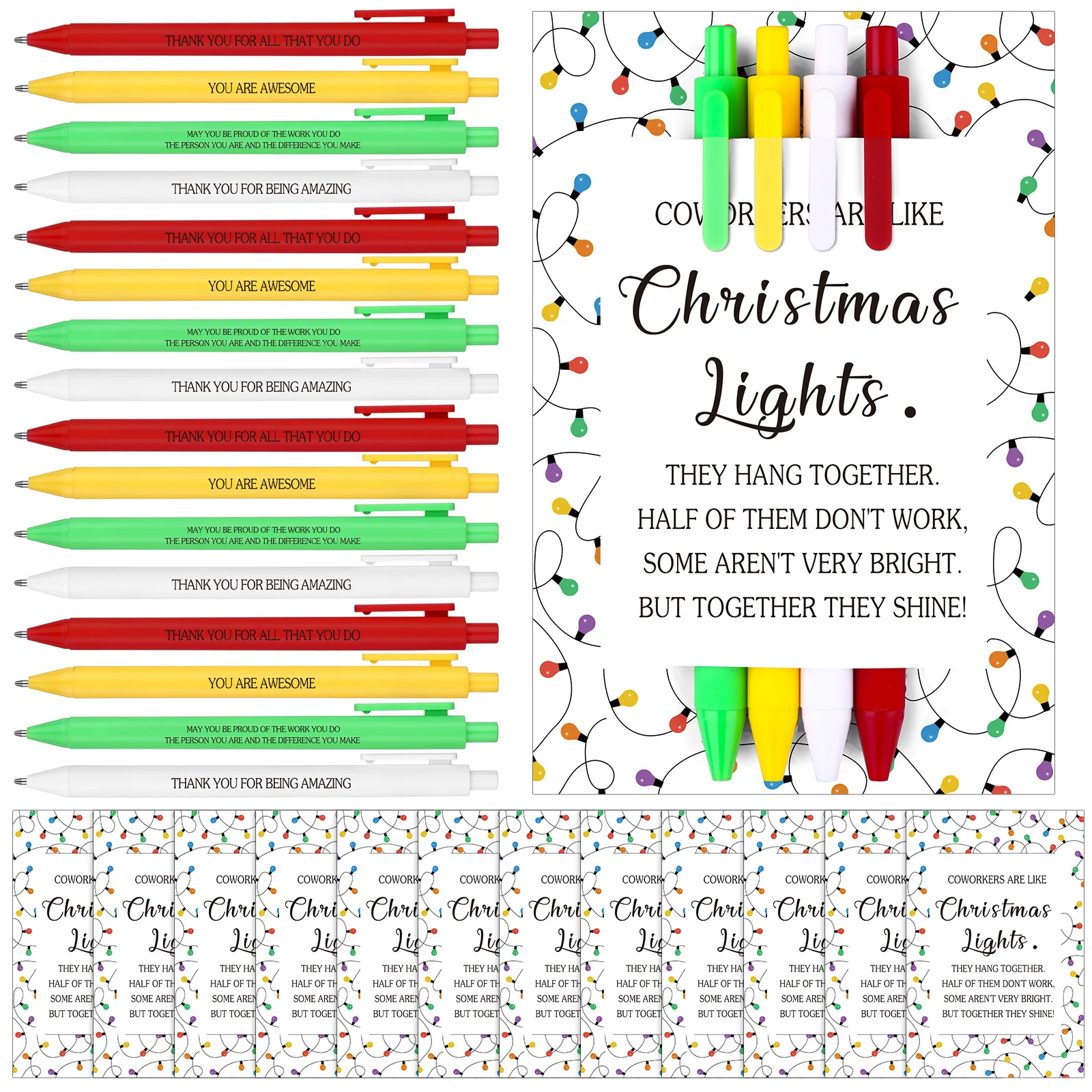 

40 шт. рождественские подарки для коллег, шариковая ручка с признательностью, мотивационные ручки, вдохновляющие подарочные карты для сотрудников, спасибо