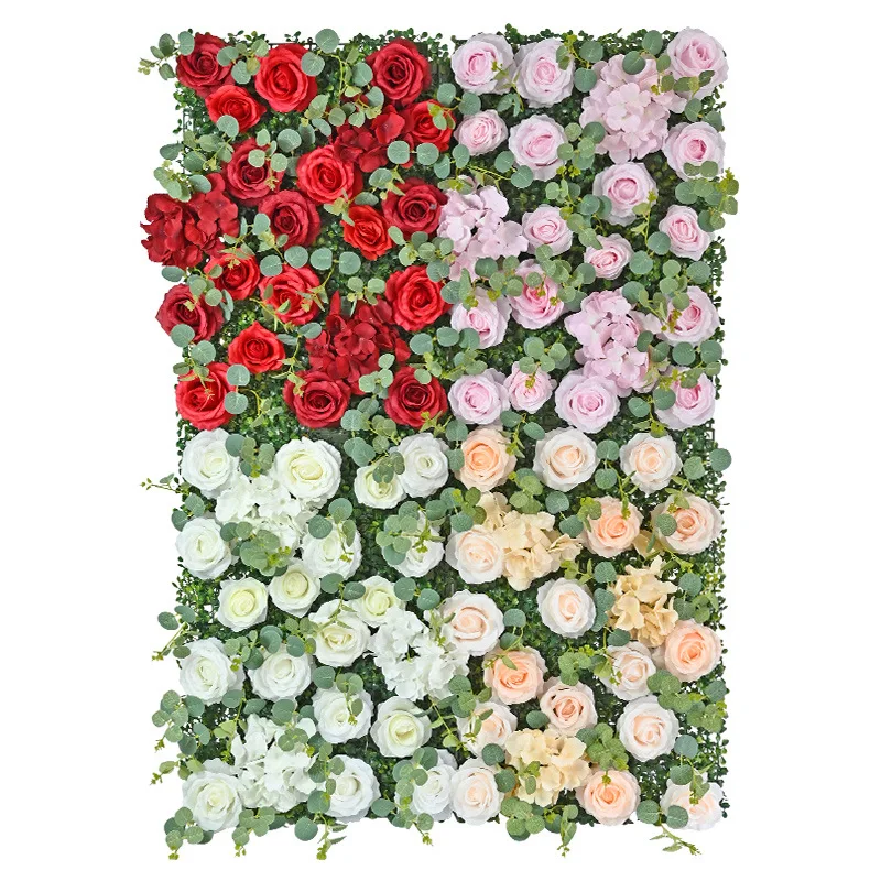 Artificial Flower Wall Stereo Background Eucalyptus Leaf Rose Flower Showcase Large Wedding Party Baby Shower Wall Decor