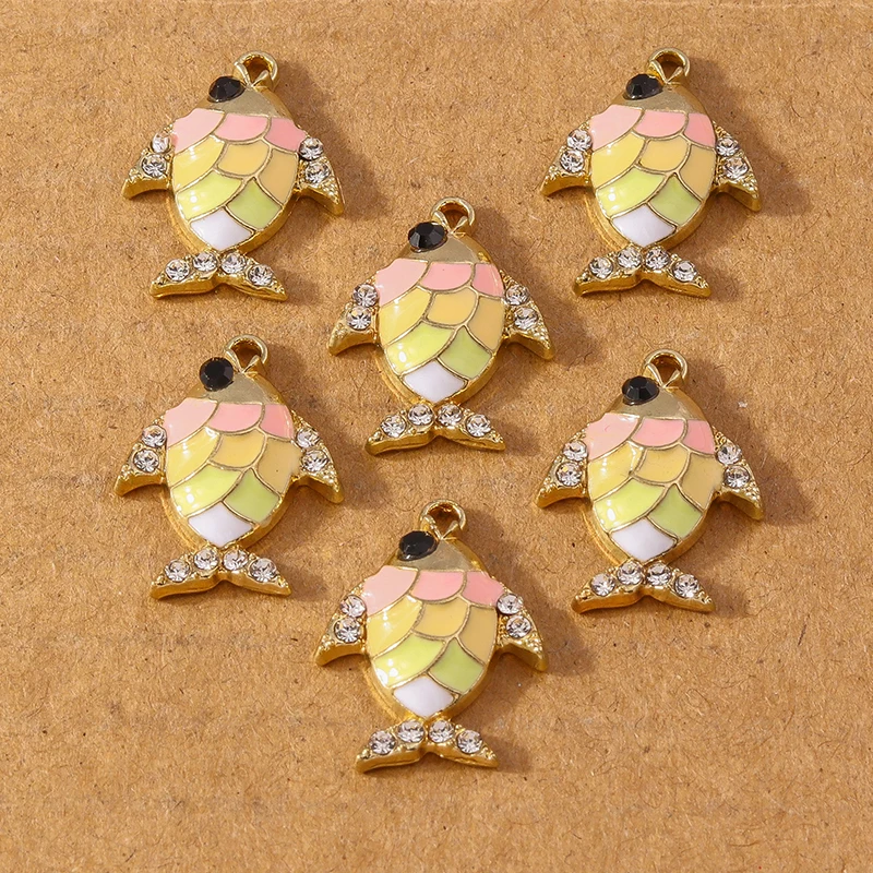 10pcs Fashion Enamel Fish Pendants Charms for Jewelry Making Necklace Earrings Bracelet DIY Handmade Accessories Supplies