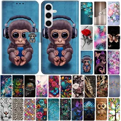 S24FE Case for Etui Samsung Galaxy S24 FE S24+ S 24fe Capa Painted Wallet Flip Case for Galaxy S24 S24Plus Phone Case Book Cover