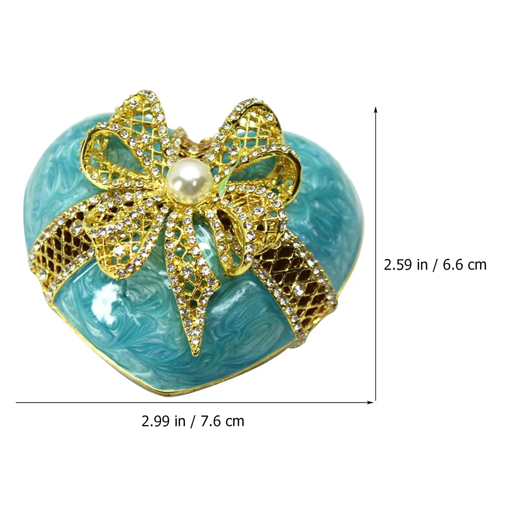 Heart Shaped Jewelry Box Sky Blue Zinc Alloy Hollow Desktop ganizer Earring Storage Case Necklace Holder Gifts