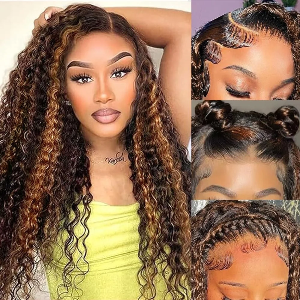

13×4 Deep Wave Lace Front Wigs Human Hair 5×5 Transparent Human Hair Wigs Pre Plucked 4/27 Wigs For Women