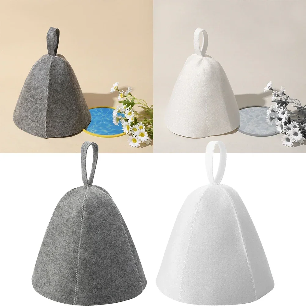 Sauna Hat Thicken Wool Felt Bathing Cup Heat Insulating Hair Protection Prevents Drying Spa Sweat Steaming Accessory 25x23cm