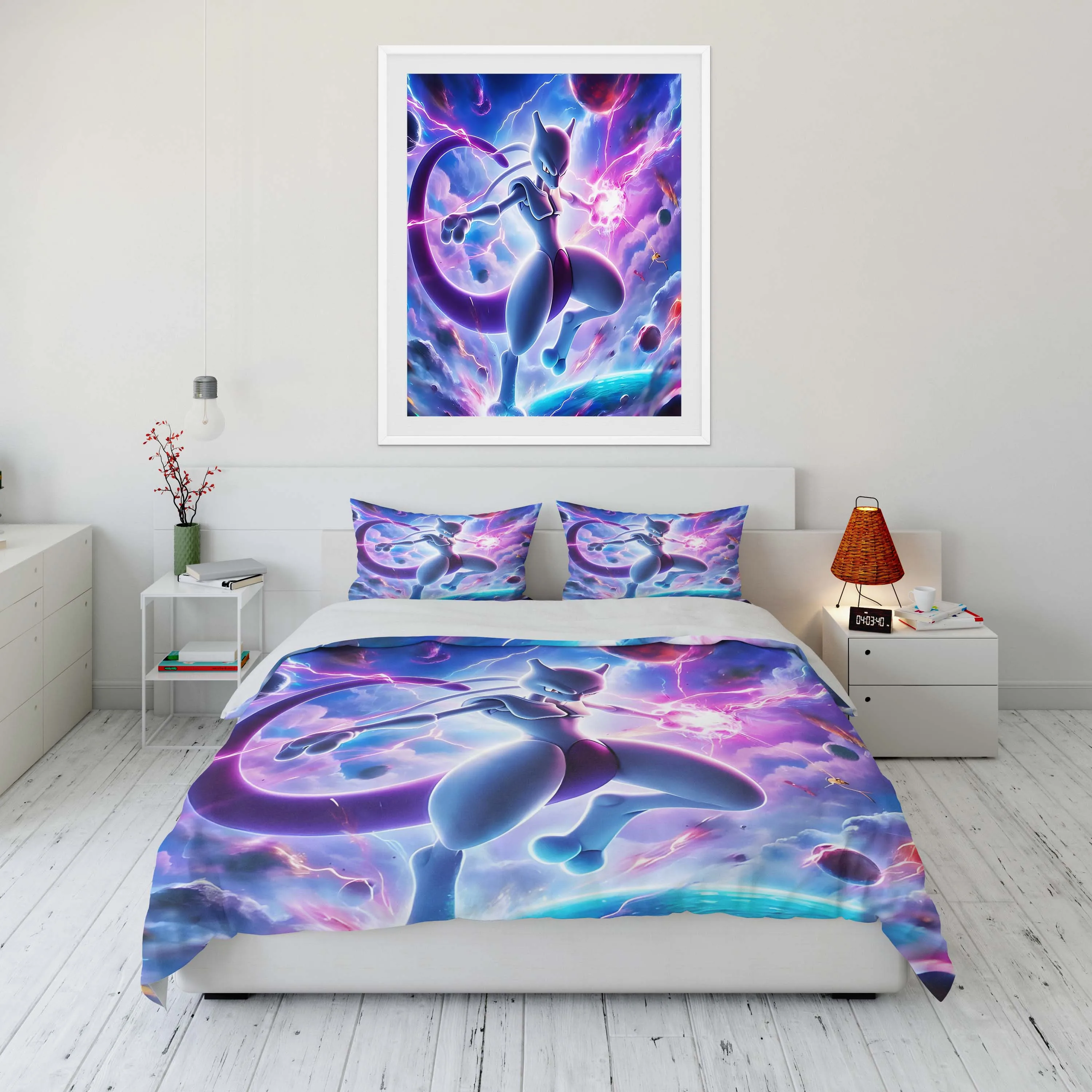 

Cartoon Pokemon Mewtwo Printed Warm Soft Quilt Cover Pillowcase Bedding Set Kids Adult Comfortable Bed Set Twin King Duvet Cover