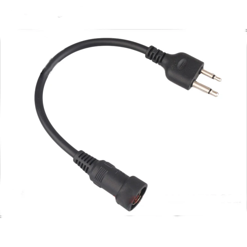 2PCS Tactical PTT Wire Radio Charge Intercom Plug Interface Walkie Talkie Hunting Sport Outdoor Combat Training BK