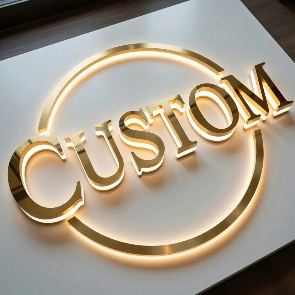 Custom Metal Sign Business Laser Cut Metal Backlit Sign 3D Logo Wall Sign Brand For Shop Salon Hotel Decor Sign Acrylic Signs