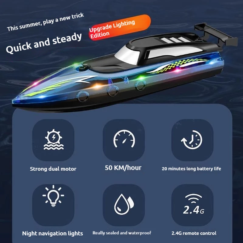 Light Remote Control Boat Toy Medium High-Speed Speedboat Sailing Boat Model Electric Birthday Yacht