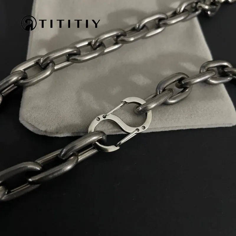 New Pure Titanium Necklace with Width 9.5mm Hip Hop Trend Ultra Light Anti Allergic Men Women Necklace Solid Sturdy Accessories