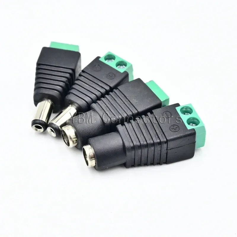 10Pcs 12V 2.1 x 5.5mm DC Power Male Female  Plug Jack Adapter Connector Plug For CCTV Single Color LED Light