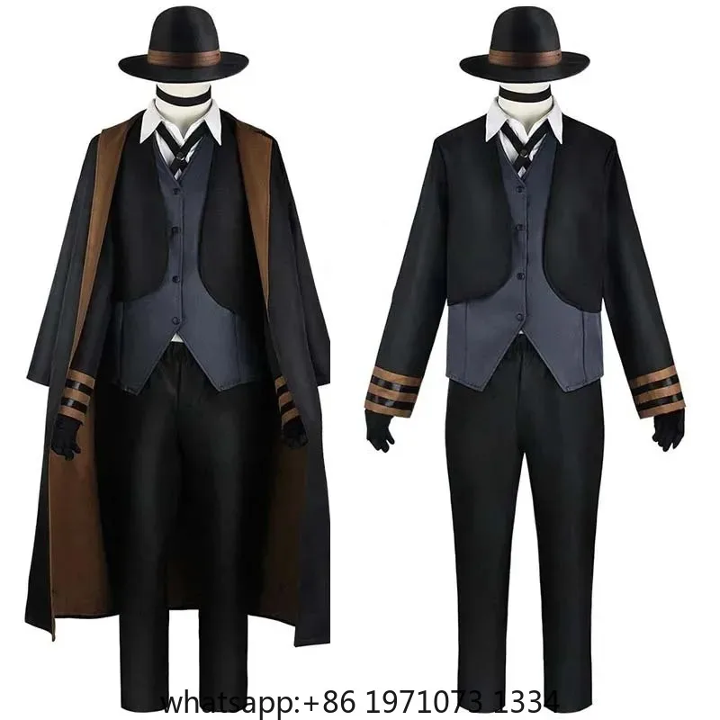 Nakahara Chuuya Cosplay Costume  Include Hat Uniform Trench Coat Pants Big Size Outfits Halloween Party for Comic Con