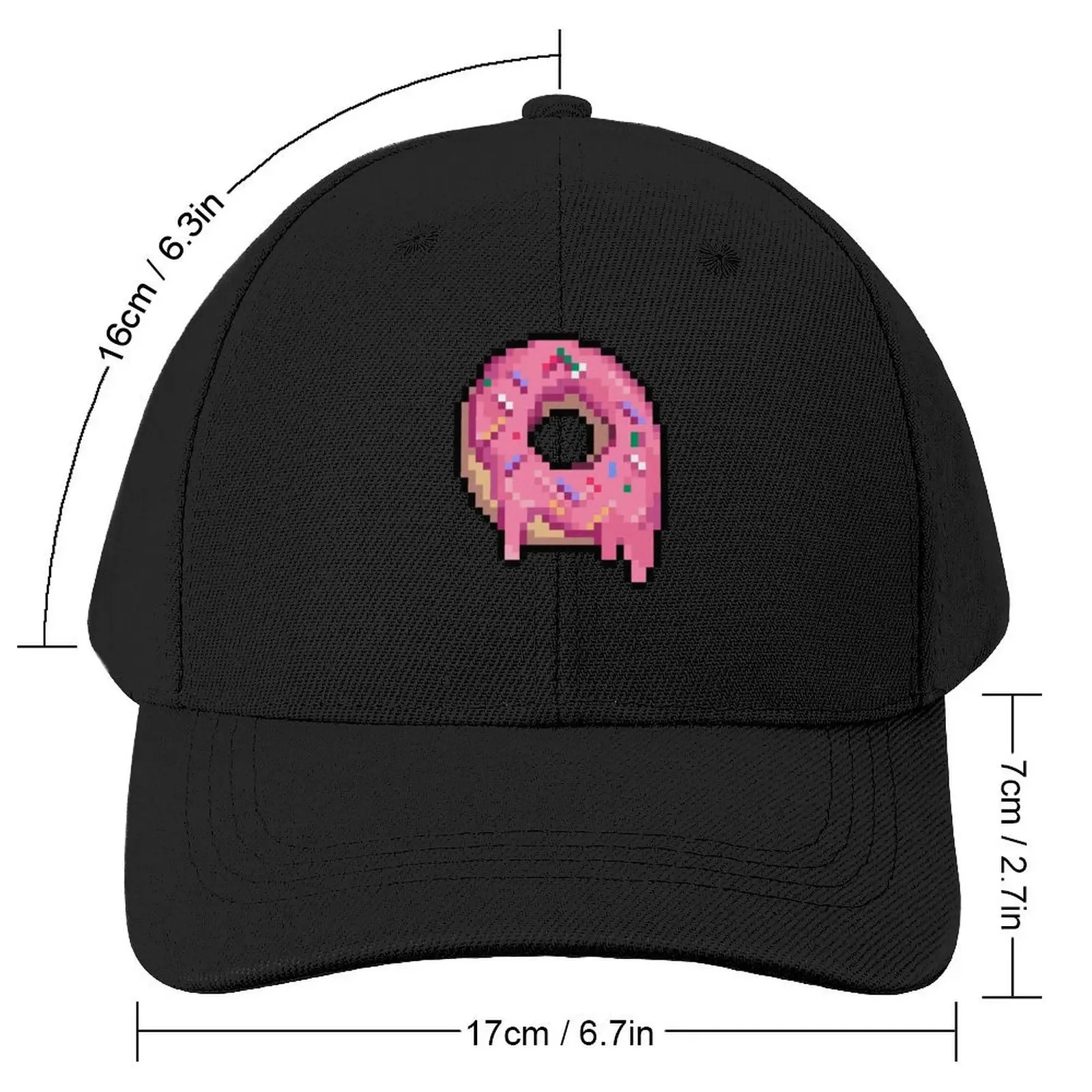 Drippy Pink Frosted Sprinkled Pixel Donut Baseball Cap Golf Hat Man Visor Snapback Cap Women's Hats For The Sun Men's