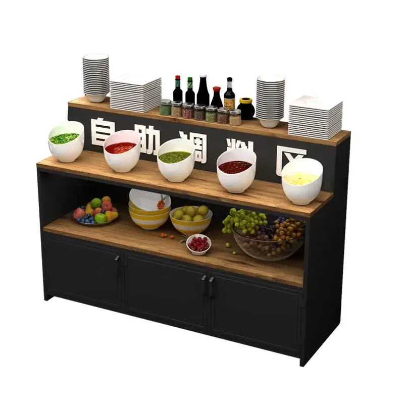 Hot pot restaurant seasoning commercial wrought iron small material table restaurant sauce seasoning cabinet