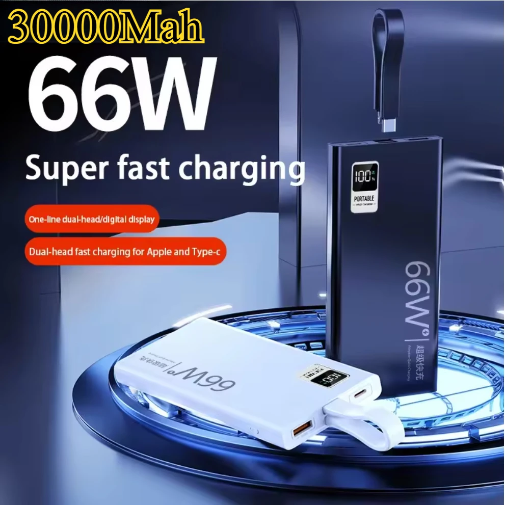 Original Brand 66W 30000mAh Fast Charger Power Bank Portable Battery Charger USB Two-way Fast Charging for iPhone Xiaomi Samsung