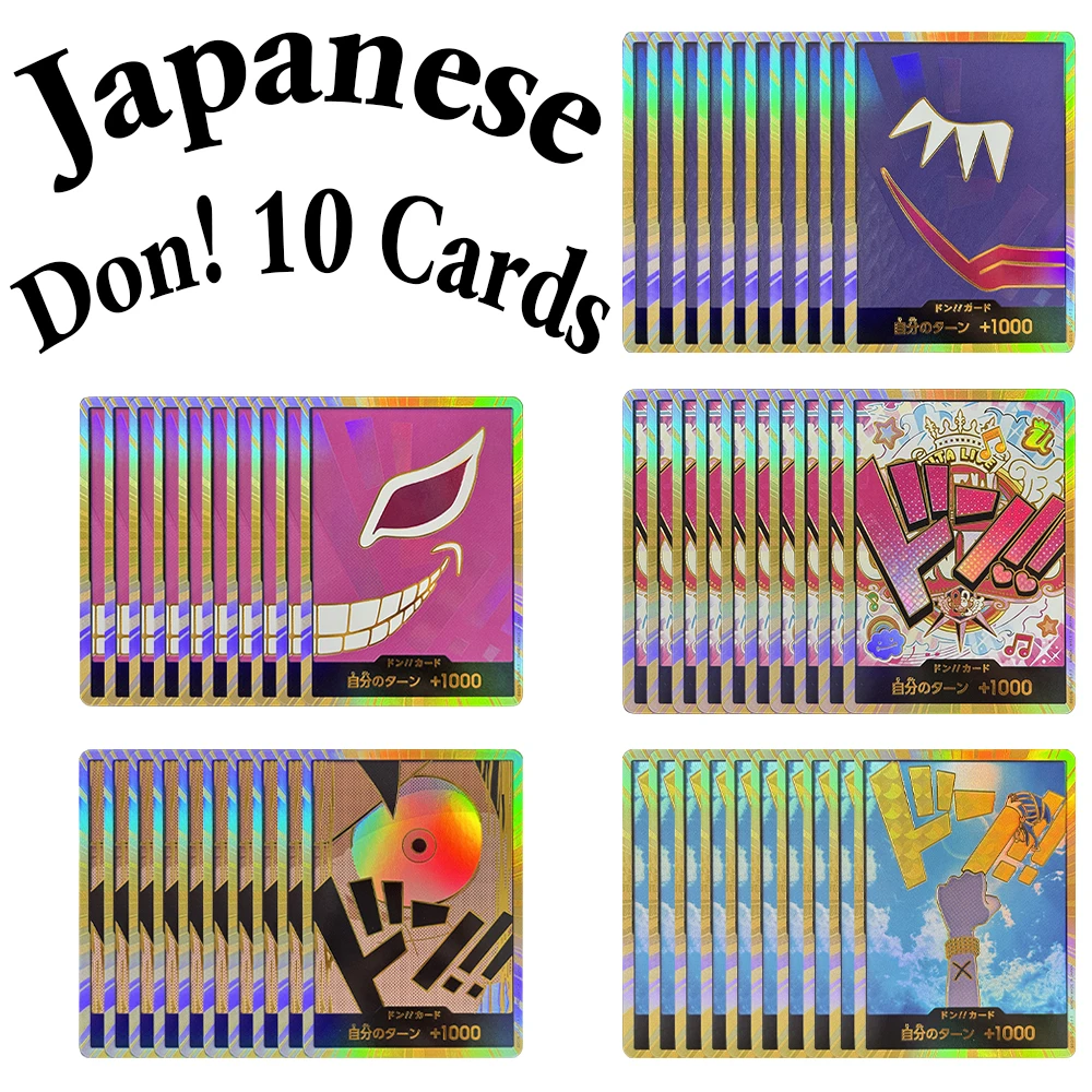 ¡One Piece 10PCS versión japonesa dorada DON! Tarjetas de colección Zoro Ace Doflamingo Rebecca FOIL NM Refracción Flash ToyGifts OPCG