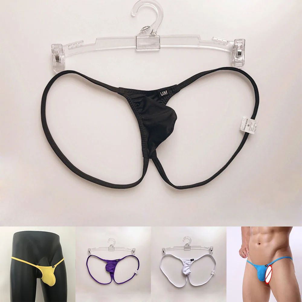 Bragas de glúteos descubiertos para hombres, suspensorio fino de seda de hielo con correa, Tanga sin espalda, ropa interior Sexy, calzoncillos con