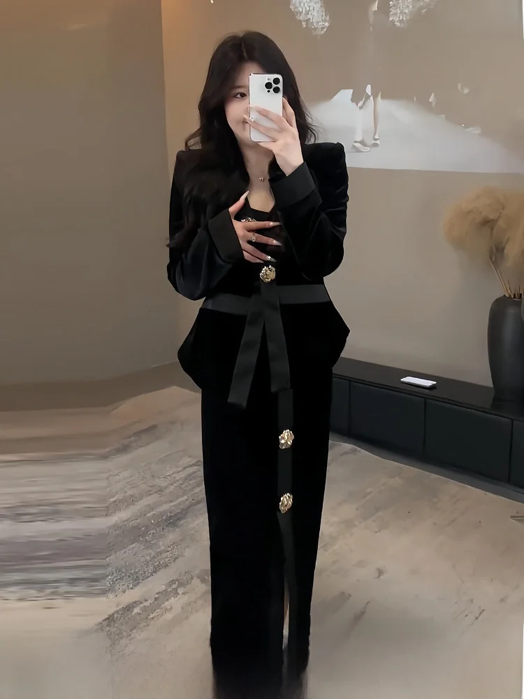 

plus Size Winter Fashion Set Thickened Cotton Half-length Skirt Elegant Style Women's Clothing High Waist A-line Skirt