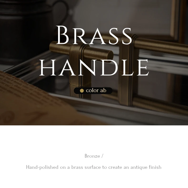 Antique brushed brass wardrobe pull and cabinet knob — supplier illustration 1