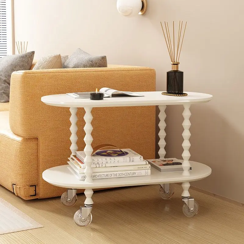 Side table sofa coffee table trolley with wheel bedside side cabinet living room