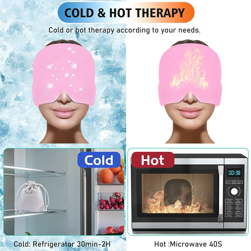 1Pc Migraine Relief Cap Headache Gel Hot Cold Therapy Ice Cap Relieve Pain Ice Hat Eye Mask Gel Hot Cold