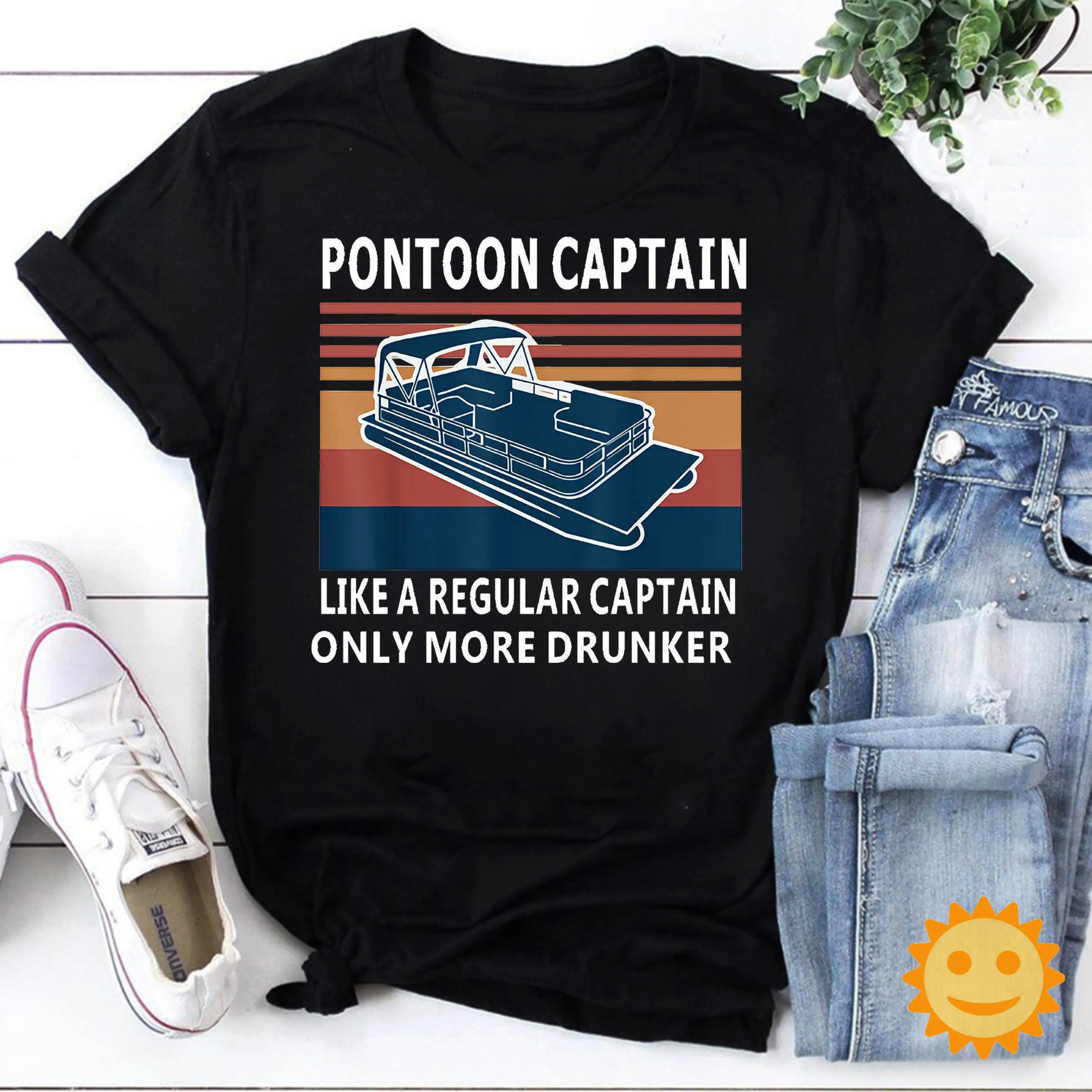 Pontoon Captain Like A Regular Only More Drunker Vintage T Shirt Boat